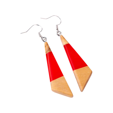 Chiara Irregular Triangle Earrings, Olive Wood