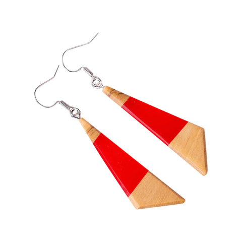 Chiara Irregular Triangle Earrings, Olive Wood