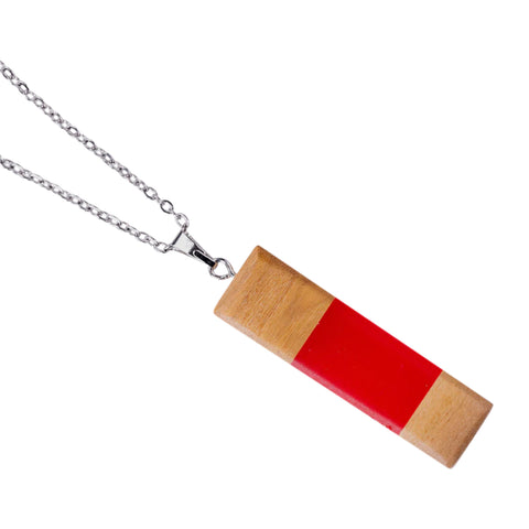 Chiara Rectangle Necklace, Olive Wood