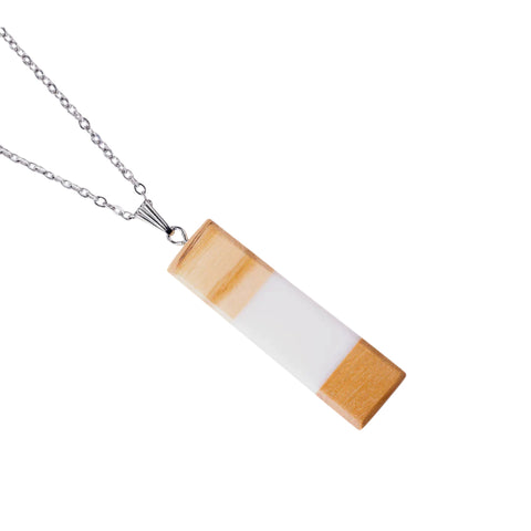 Chiara Rectangle Necklace, Olive Wood
