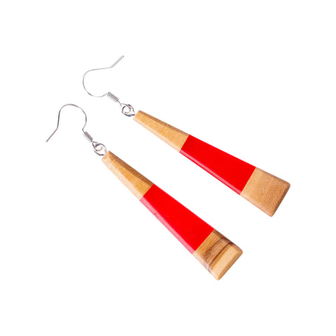 Chiara Triangle Earrings, Olive Wood