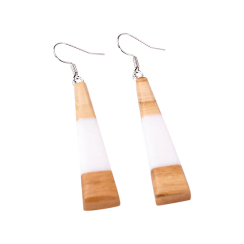 Chiara Triangle Earrings, Olive Wood