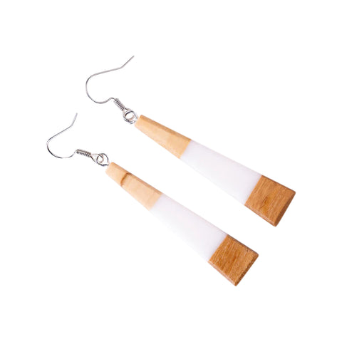 Chiara Triangle Earrings, Olive Wood