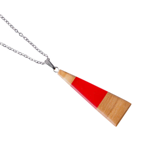 Chiara Triangle Necklace, Olive Wood
