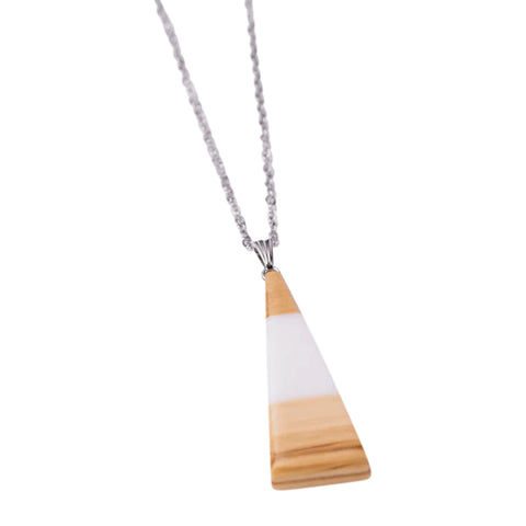 Chiara Triangle Necklace, Olive Wood