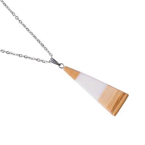 Chiara Triangle Necklace, Olive Wood