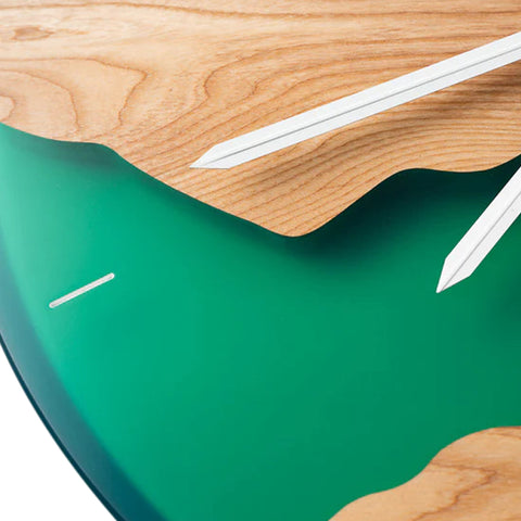 Costa Wall Clock, Ash Wood, Green Resin