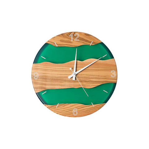 Costa Wall Clock, Ash Wood, Green Resin