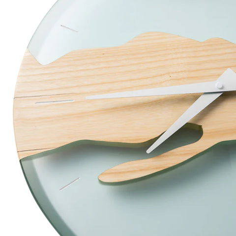 Costa Wall Clock, Ash Wood, Water Resin