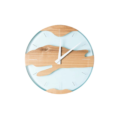 Costa Wall Clock, Ash Wood, Water Resin