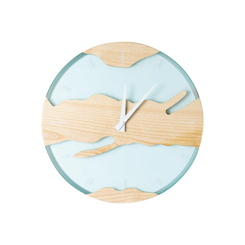 Costa Wall Clock, Ash Wood, Water Resin