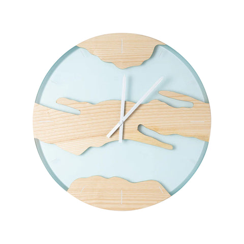 Costa Wall Clock, Ash Wood, Water Resin