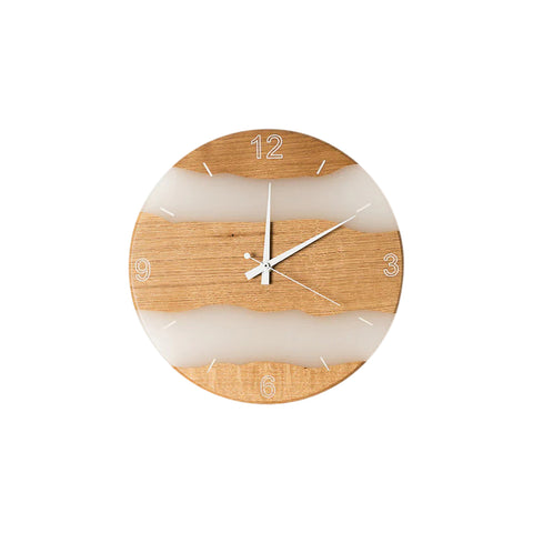 Costa Wall Clock, Oak Wood, Transparent White Resin
