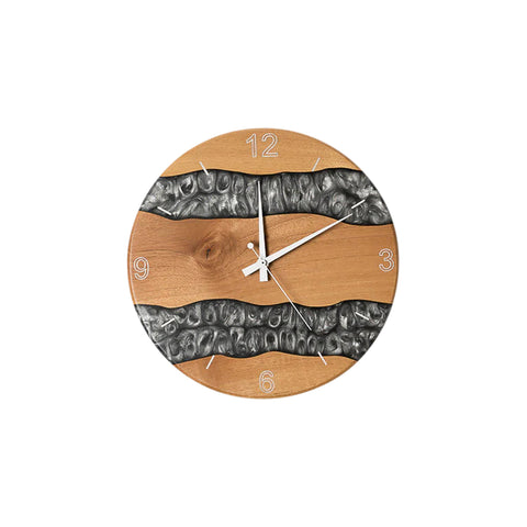 Costa Wall Clock, Walnut Wood, Pearl Gray Resin