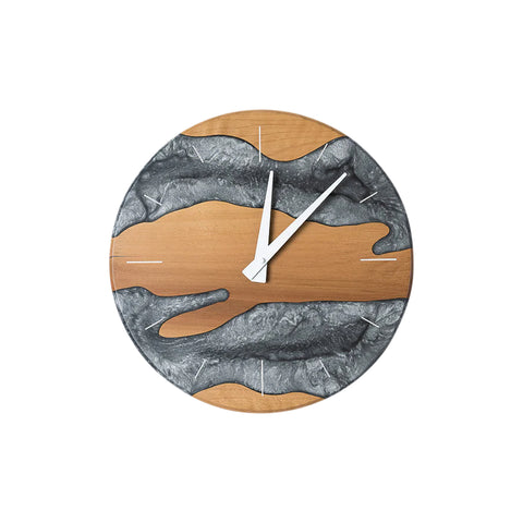 Costa Wall Clock, Walnut Wood, Pearl Gray Resin
