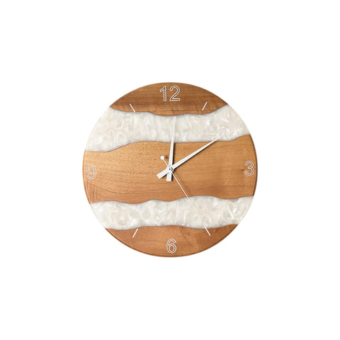 Costa Wall Clock, Walnut Wood, Pearl White Resin