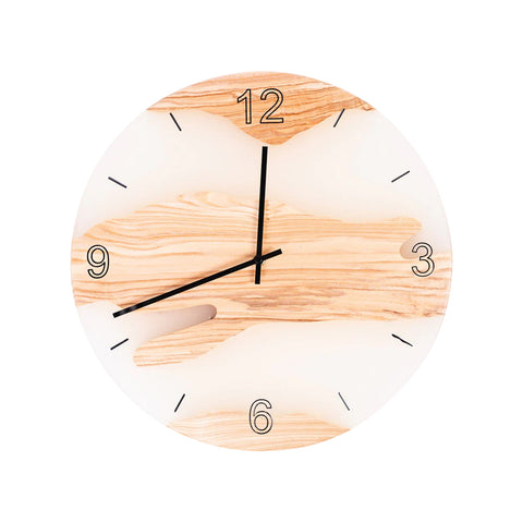 Costa Wall Clock Diameter 40 Cm, Ash Wood, White Resin