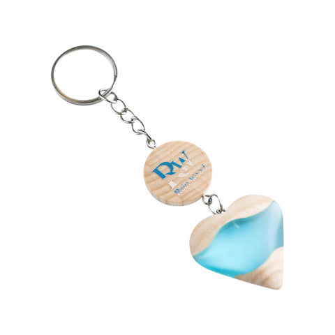 Cuore Keychain With Customizable Logo, Ash Wood