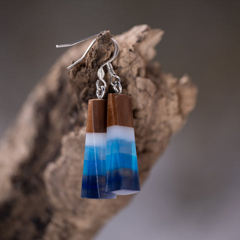 Mare Triangle Earrings Up, Walnut Wood