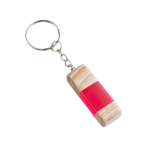 Duo Rectangle Keychain, Ash Wood
