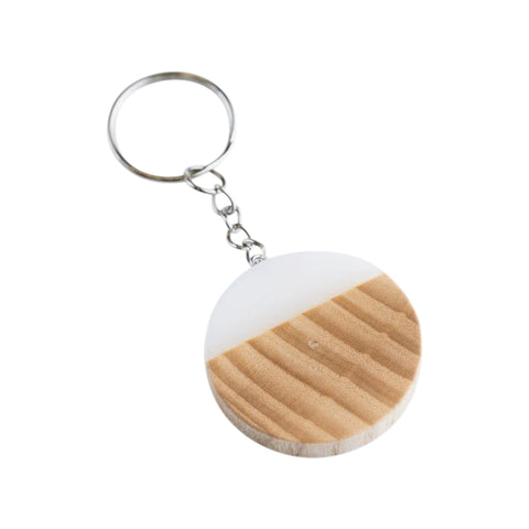 Duo Round Keychain, Ash Wood