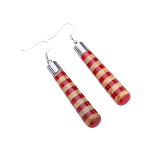 Gemma Line Cylinder Earrings, Olive Wood