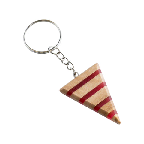 Gemma Triangular Keychain, Olive Wood