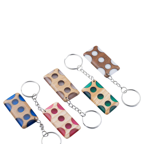Gruviera Rectangular Keychain, Ash Wood
