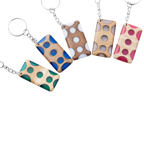 Gruviera Rectangular Keychain, Olive Wood