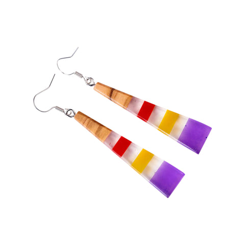 Iris Triangle Earrings, Olive Wood