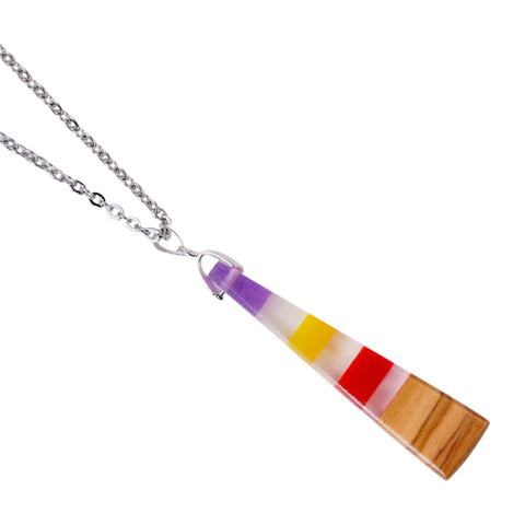 Iris Triangle Necklace, Olive Wood