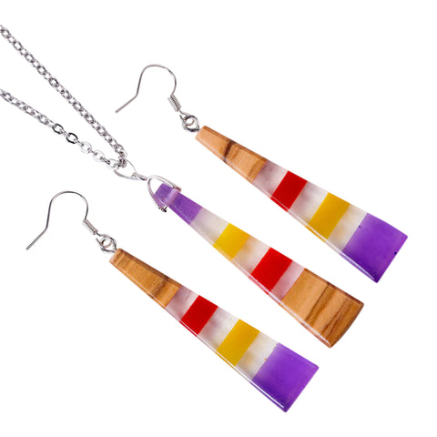 Iris Triangle Necklace, Olive Wood