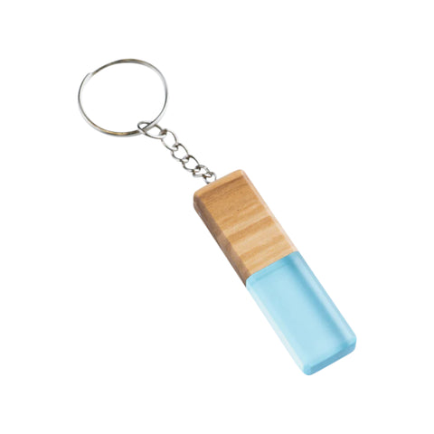 Duo Rectangle Keychain, Olive Wood