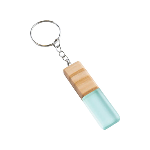 Duo Rectangle Keychain, Olive Wood