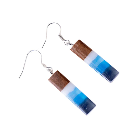 Mare Triangle Earrings Up, Walnut Wood