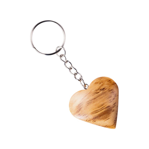 Cuore Keychain, Olive Wood