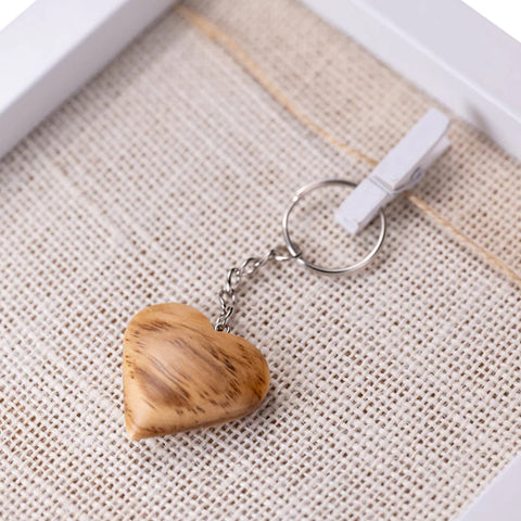Cuore Keychain, Olive Wood