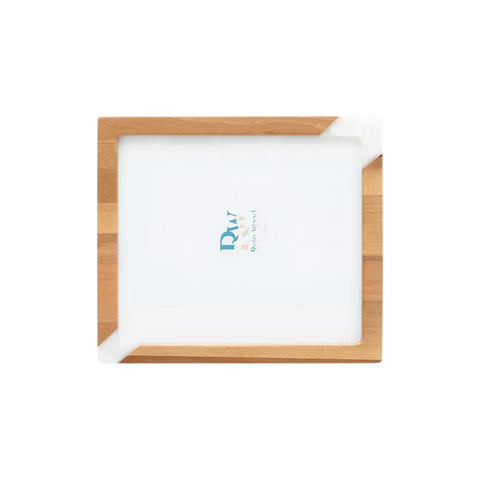 Photo Holder Set Of 3 Pieces, Walnut Wood, White Resin