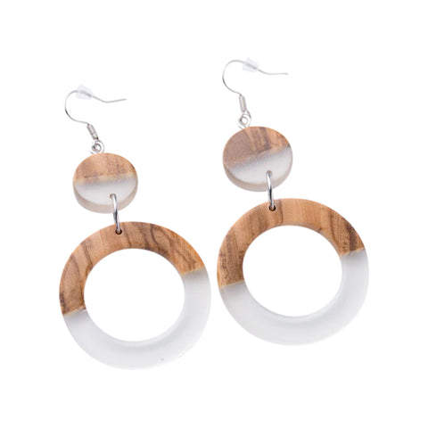 Rica Stacked Earrings, Olive Wood