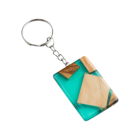 Riciclo Rectangle Keychain, Olive Wood