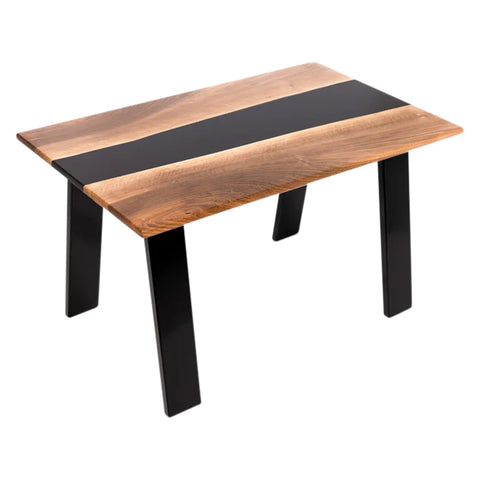 River Coffee Table, Walnut Wood, Black Resin