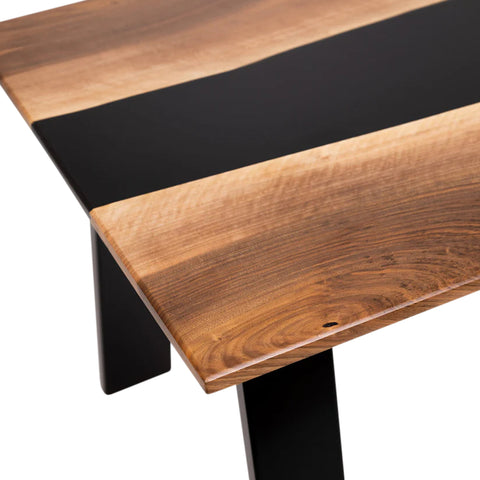 River Coffee Table, Walnut Wood, Black Resin