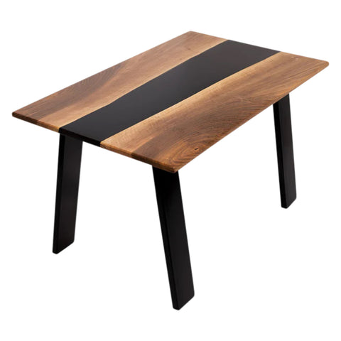 River Coffee Table, Walnut Wood, Black Resin