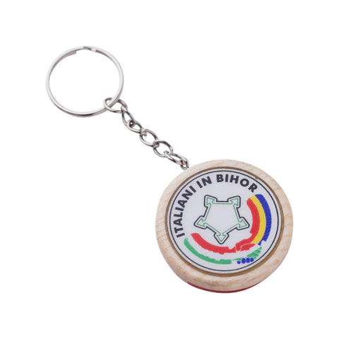 Round Keychain Customizable Logo, Ash Wood