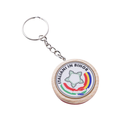 Round Keychain Customizable Logo, Ash Wood