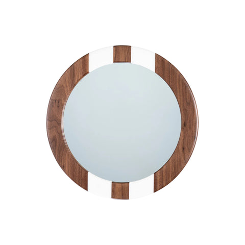 Round Mirror, Walnut Wood