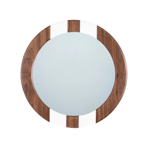 Round Mirror, Walnut Wood