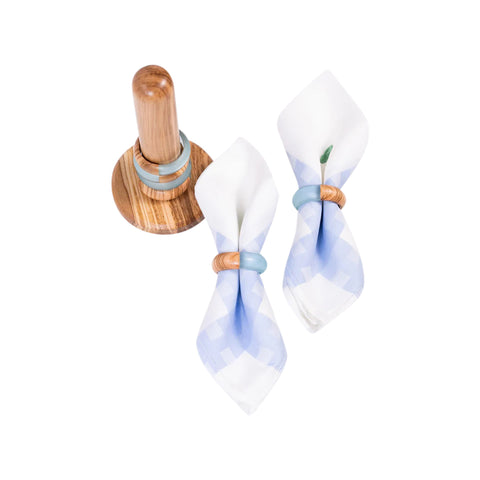 Round Napkin Holders Set Of 8 Pieces, Olive Wood