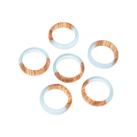 Round Napkin Holders Set Of 8 Pieces, Olive Wood