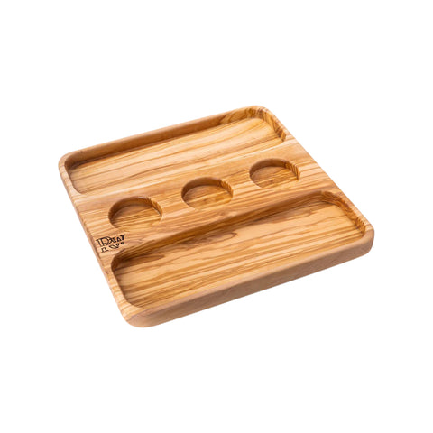 Talen French Fry Tray with Sauce Containers, Olive Wood